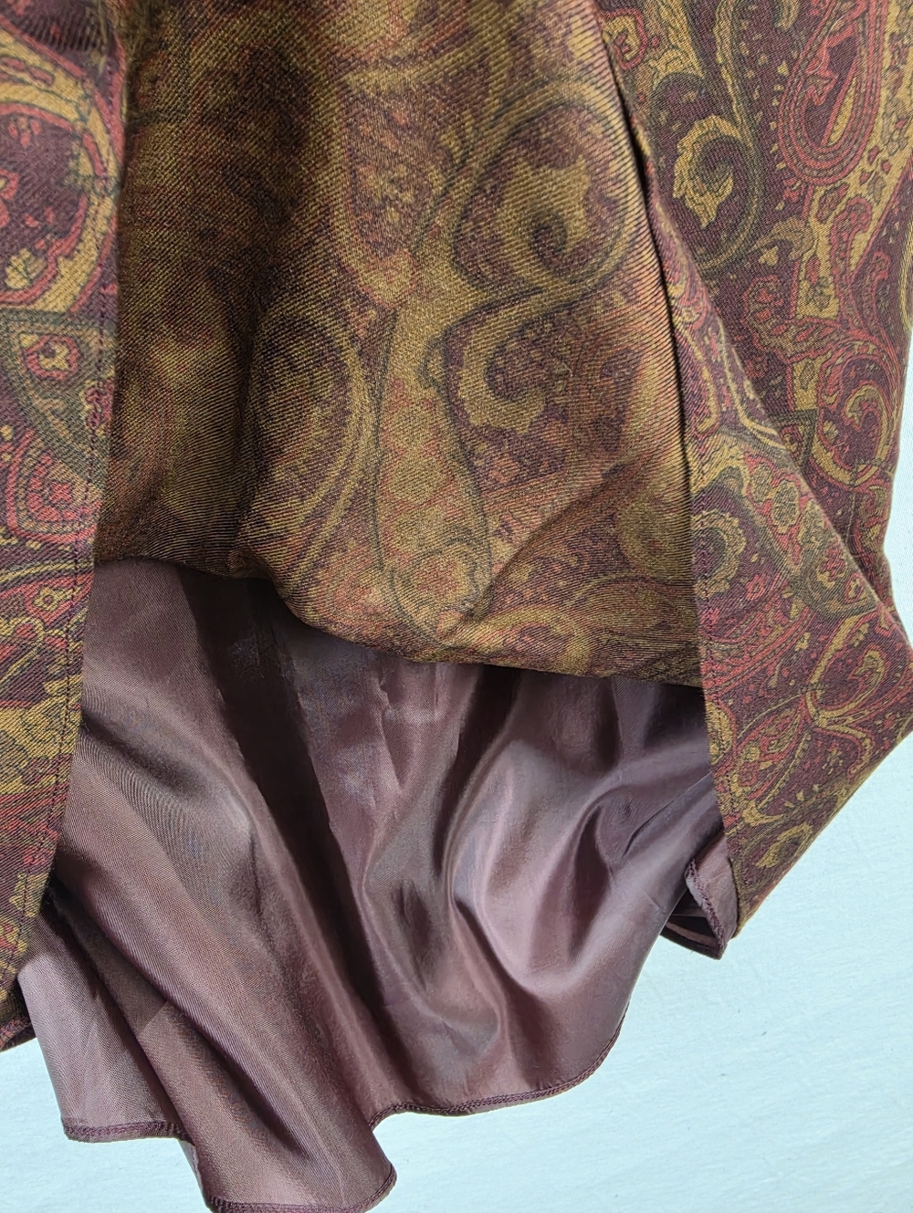 LAUREN Ralph Lauren Midi Skirt Wool Rayon A-line Paisley Print Boho Y2K size 4 - Picture 3 of 9